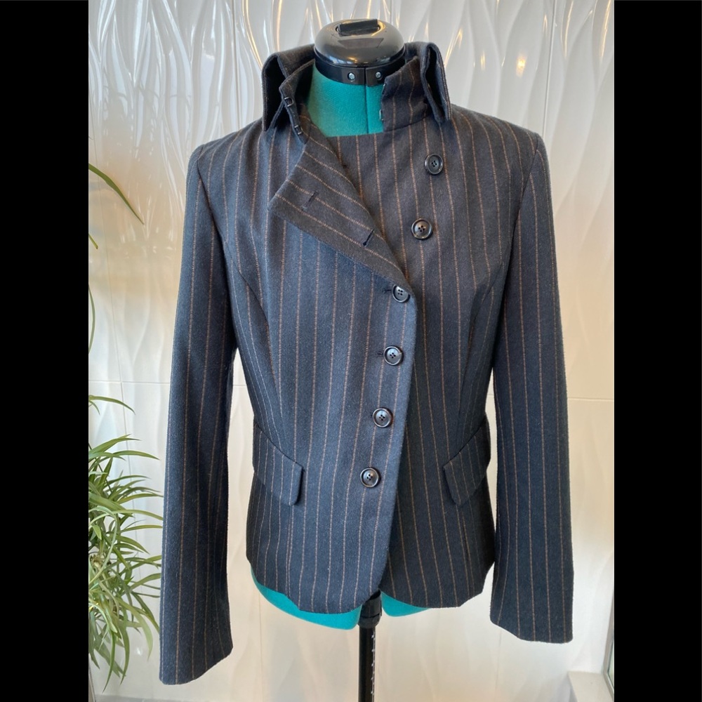 ETCETERA charcoal & Carmel classic pinstriped blazer